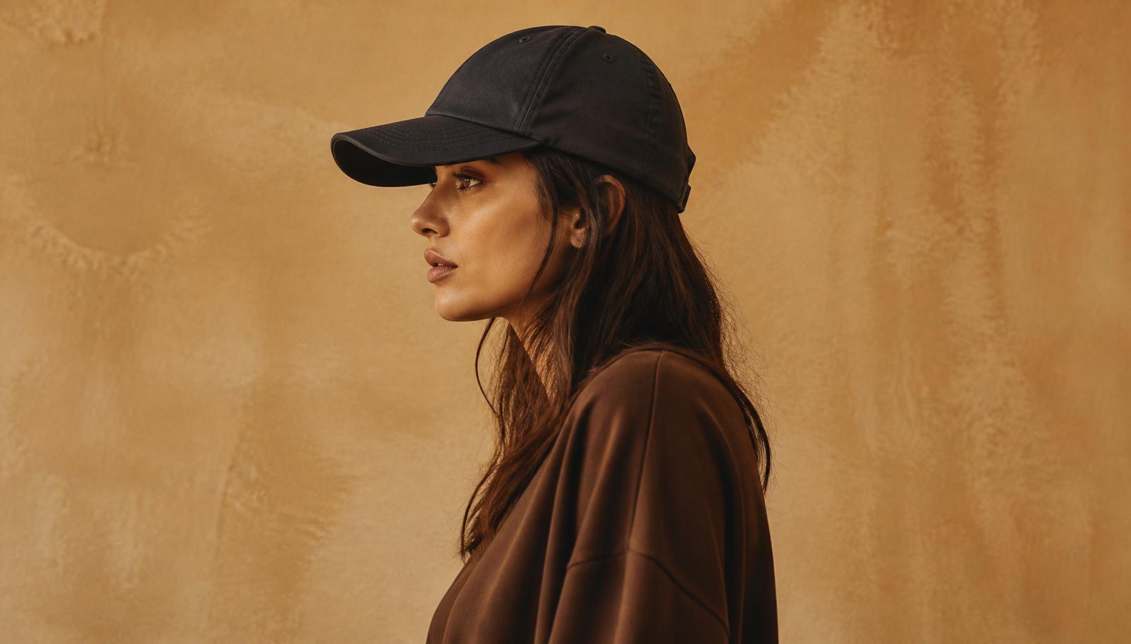Femme portant une casquette noire, lumière chaude